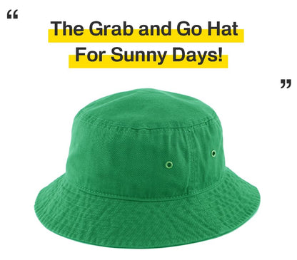 KBETHOS® 100% Cotton Washed Bucket Hat - color: Kelly Green, size: Small-Medium
