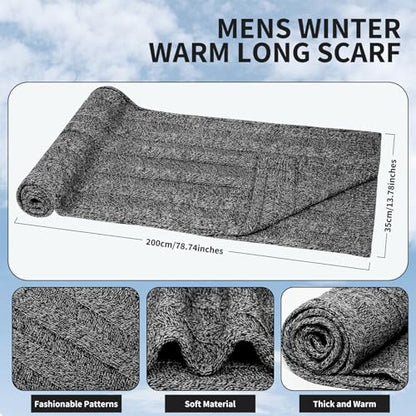 Winter Scarf for Men, 3 PCS Fleece Beanie Hat and Gloves Set - color: Blended Light Grey Set