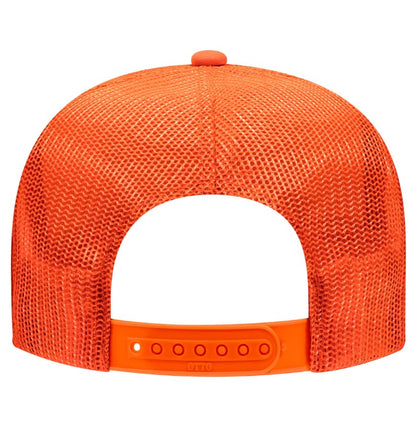 Otto Cap 5-Panel High Crown Mesh Back Trucker Hat - color: Orange
