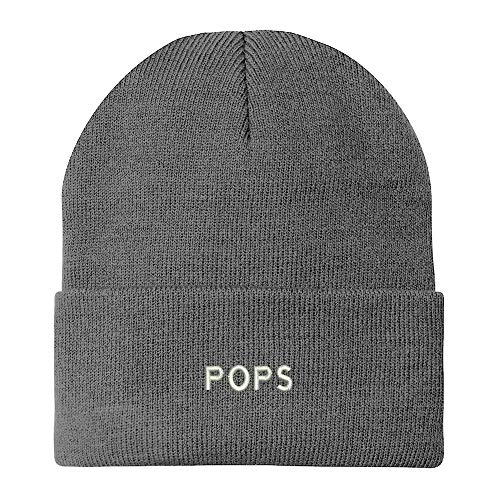 Trendy Apparel Shop Pops Embroidered Winter Long Cuff Beanie - color: Grey