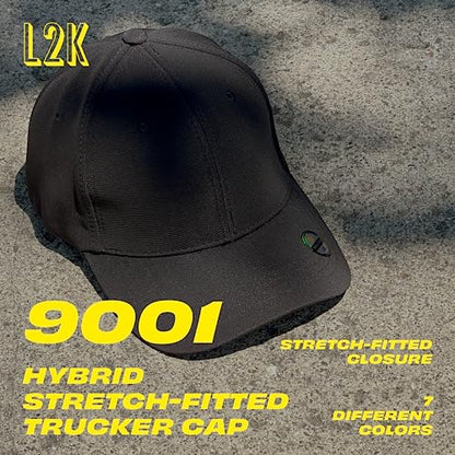 [2 Pack] Hybrid Stretch-Fitted Trucker Cap, Baseball Cap with Air Mesh - color: 2pk Red, size: Small-Medium
