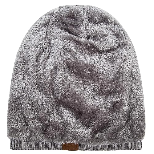 REDESS Beanie Hat for Men and Women Winter Warm Hats Knit Slouchy Thick Skull Cap with Face Cover - color: Puregrey