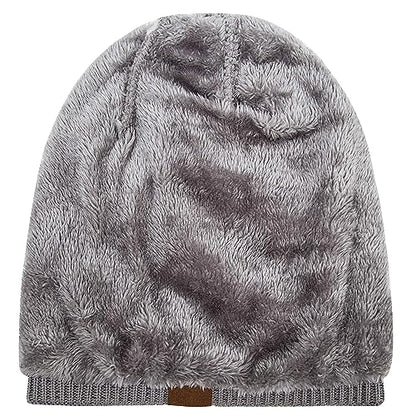 REDESS Beanie Hat for Men and Women Winter Warm Hats Knit Slouchy Thick Skull Cap with Face Cover - color: Puregrey