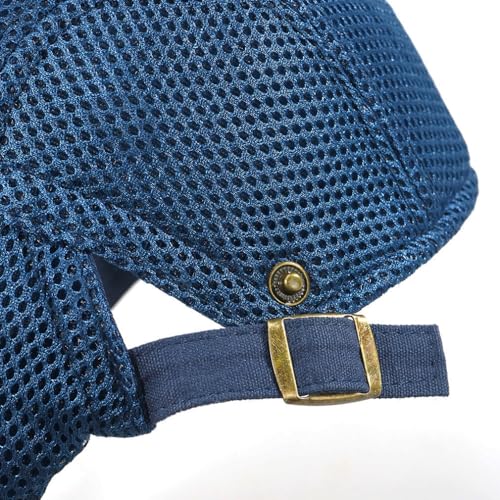 Xinveen Men's Mesh Cap Breathable Summer Newsboy Hat Adjustable Beret Ivy Cap Irish Cabbie Driving Hunting Hats - color: Navy