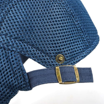 Xinveen Men's Mesh Cap Breathable Summer Newsboy Hat Adjustable Beret Ivy Cap Irish Cabbie Driving Hunting Hats - color: Navy