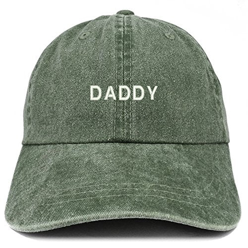 Trendy Apparel Shop Daddy Embroidered Low Profile Washed Cotton Cap - color: Dark Green