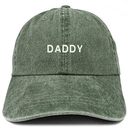 Trendy Apparel Shop Daddy Embroidered Low Profile Washed Cotton Cap - color: Dark Green