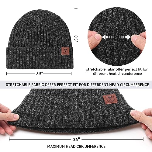 OZERO Winter Beanie for Men Women,Thermal Knit Soft Fleece Lined Hats - color: 2pack Gray&gray