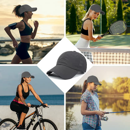 Womens Ponytail Hat Baseball Cap, Adjustable Criss Cross Baseball Cap High Bun Unisex Quick Drying Trucker Hats - color: Zdark Gray