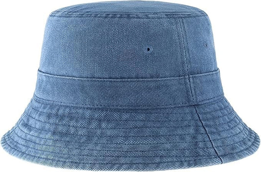 Premium Cotton Bucket Hat – Adjustable Size, Lightweight Sun Hat for Men & Women, Outdoor Summer Travel & Beach - color: Denim