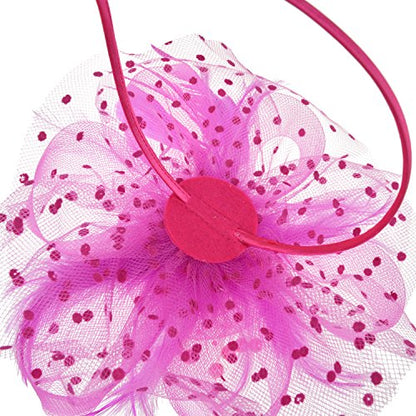 AQOKKA Women Fascinators Hats Flower Fascinators with Headband and Clip Tea Party Headwear for Women and Girls - color: 1 Pc 7" Diameter / Fushia
