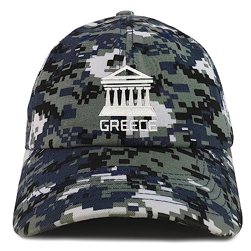 Trendy Apparel Shop Greece Embroidered Soft Crown 100% Brushed Cotton Cap - color: Navy Digital Camo