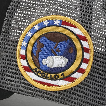 ililily NASA Meatball Logo Embroidery Baseball Cap Apollo 1 Patch Trucker Hat - color: Black - Premium, size: Large