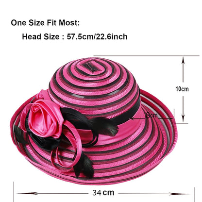 Ruphedy Women Derby Church Dress Bucket Hat Fascinators Tea Party Wedding Hat - color: S027-rose