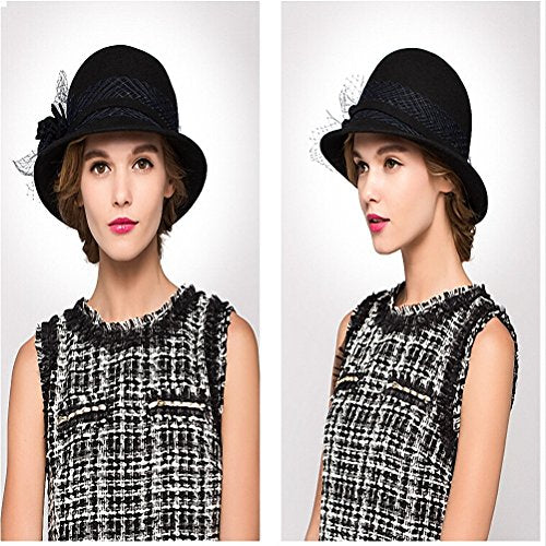 Maitose™ Women's Wool Felt Bowler Hat - color: Black