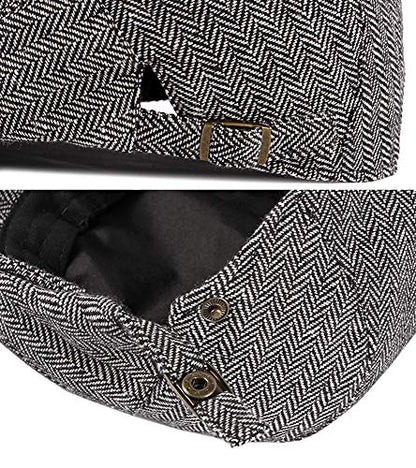 2 Pack Men's Cotton Flat Cap Ivy Gatsby Newsboy Hat - color: B