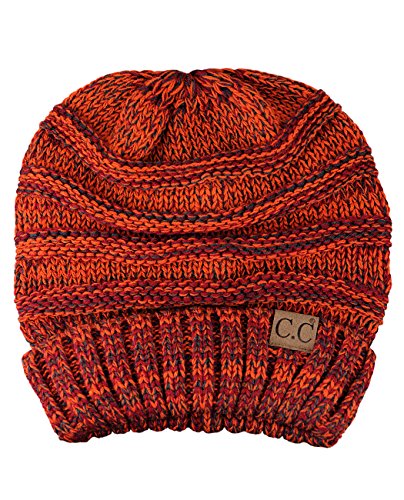 NYFASHION101 Slouch Wrinkled Beanie Cap Slouchy Skull Hat - color: Rust Mix
