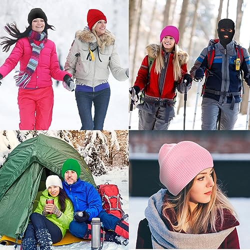 3-Hole Full Face Mask Cover Ski Mask Winter Balaclava Cap - color: Hot Pink