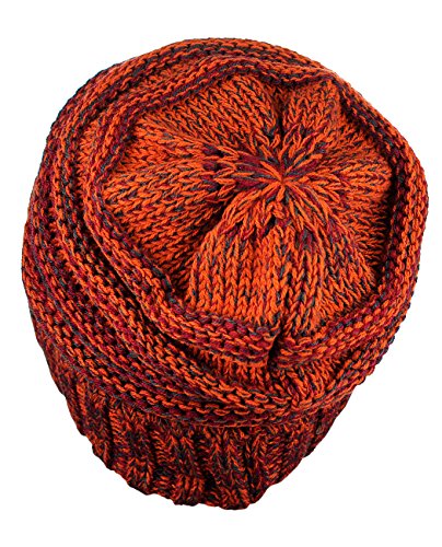 NYFASHION101 Slouch Wrinkled Beanie Cap Slouchy Skull Hat - color: Rust Mix