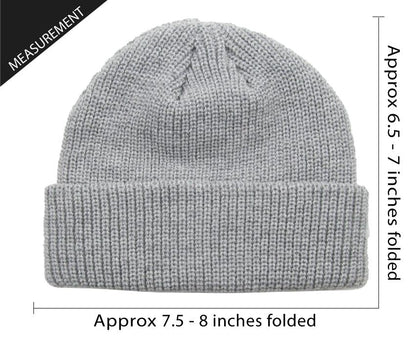 Fisherman Short Beanie Leon Roll up Trawler Classic Skullcap Hipster Beanie Warm Winter Hats Acrylic Ribbed Knit Cuff Daily - color: Light Gray Fisherman Beanie