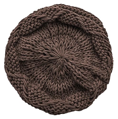 Lilax Knit Slouchy Oversized Soft Warm Winter Beanie Hat - color: Brown