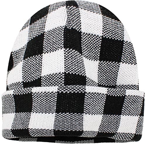 Lumberjack Plaid Aviator Trapper Hat Trooper Ear Flaps Ushanka Eskimo Cold - color: Black White Buffalo Plaid