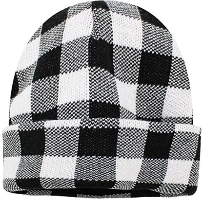 Lumberjack Plaid Aviator Trapper Hat Trooper Ear Flaps Ushanka Eskimo Cold - color: Black White Buffalo Plaid