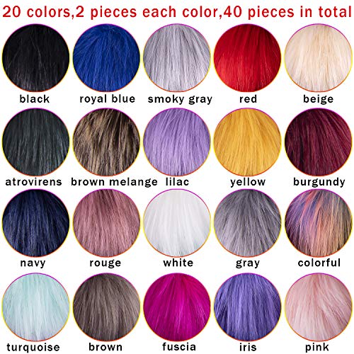 SIQUK 40 Pieces Faux Fur Pom Pom for Hats Fluffy Balls with Elastic Loop - color: Bright color