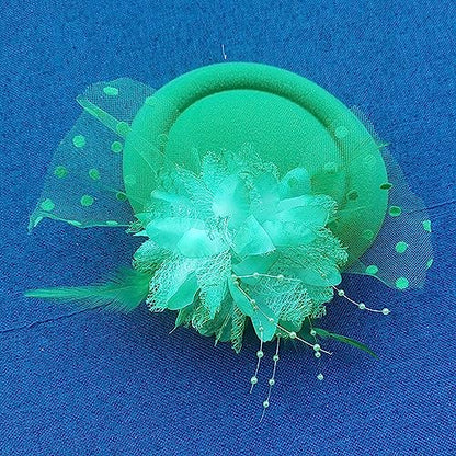 Fascinators Hats Pillbox Hat for Girl and Women - color: Purple-fascinator With Flower Feather