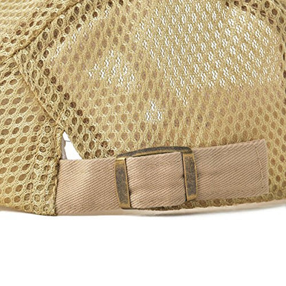 VOBOOM Men Mesh Newsboy Flat Cap Ivy Cabbie Newsboy Cap - color: Khaki