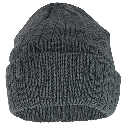 Armycrew 3M Thinsulate Insulation Fleece Lined Long Cuff Ribbed Beanie - color: Charcoal