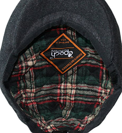 EPOCH Men's Herringbone Wool Tweed Newsboy Ivy Cabbie Driving Cap - color: 1581-charcoal, size: Large