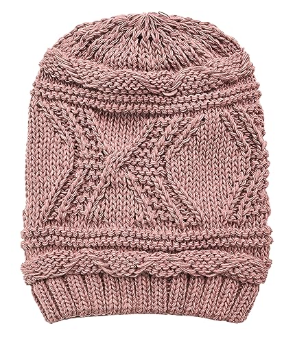 Lilax Knit Slouchy Oversized Soft Warm Winter Beanie Hat - color: Dusty Pink