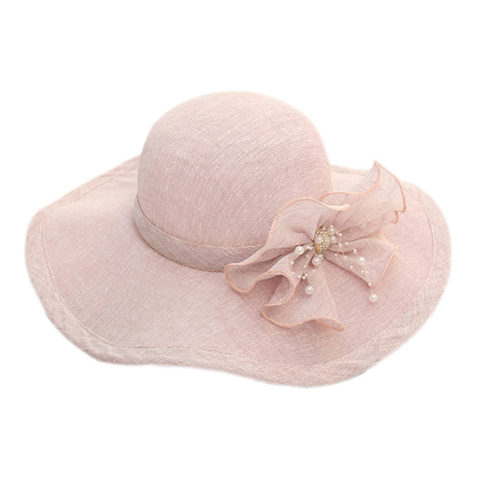 Haoohu Women's Church Derby Hat Wide Brim Bow Bucket Hat Wedding Dress Hat Fascinator Bridal Tea Party Hat - color: E-pink Purple