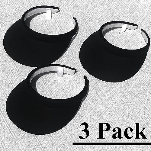 3 Pack Sports Sun Visor Hat Women Men Adjustable Clip On Visors Outdoor Golf Beach Cap - color: Black