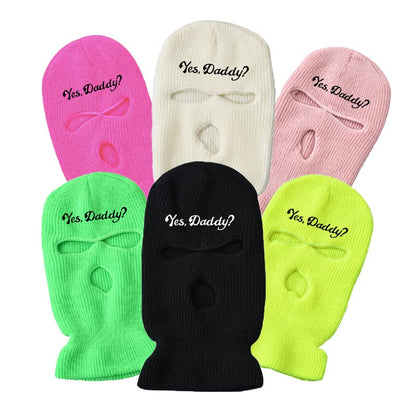 3 Hole Ski Mask Yes Daddy Funny Balaclava Sexy Face Mask for Men Women - color: White