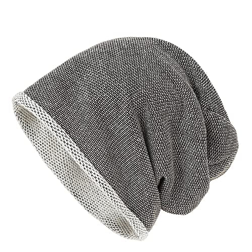 Slouchy Beanie Long Baggy Hat Lightweight Skull Cap for Men Women Unisex - color: A-black&white
