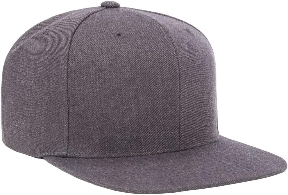 YP Classics 6089 Wool-Blended 6 Panel High Profile Flatbill Snapback Cap - color: Dark Heather