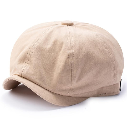 8-Panel Newsboy Cap 100% Cotton Ivy Hat Oversized Flat Beret for Big Head Gatsby Ivy Golf Cabbie Hat M L XL - color: Khaki