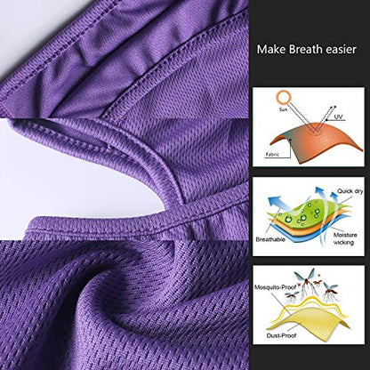 Balaclava Face Mask Adjustable Windproof UV Protection Hood - color: Purple