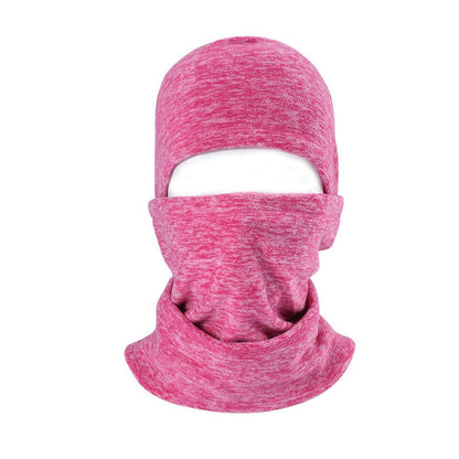 Thermal Neck Hoods Caps Balaclava Winter Fleece Full Face Mask Windproof Ski Hat - color: Rose Red