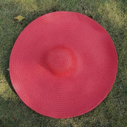 Oversized Beach Sun Hat for Women Foldable Large Wide Brim Hats Packable Roll up Floppy Cap Summer UV Protection Hat - color: Red