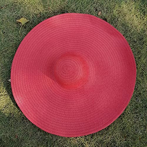 Oversized Beach Sun Hat for Women Foldable Large Wide Brim Hats Packable Roll up Floppy Cap Summer UV Protection Hat - color: Red