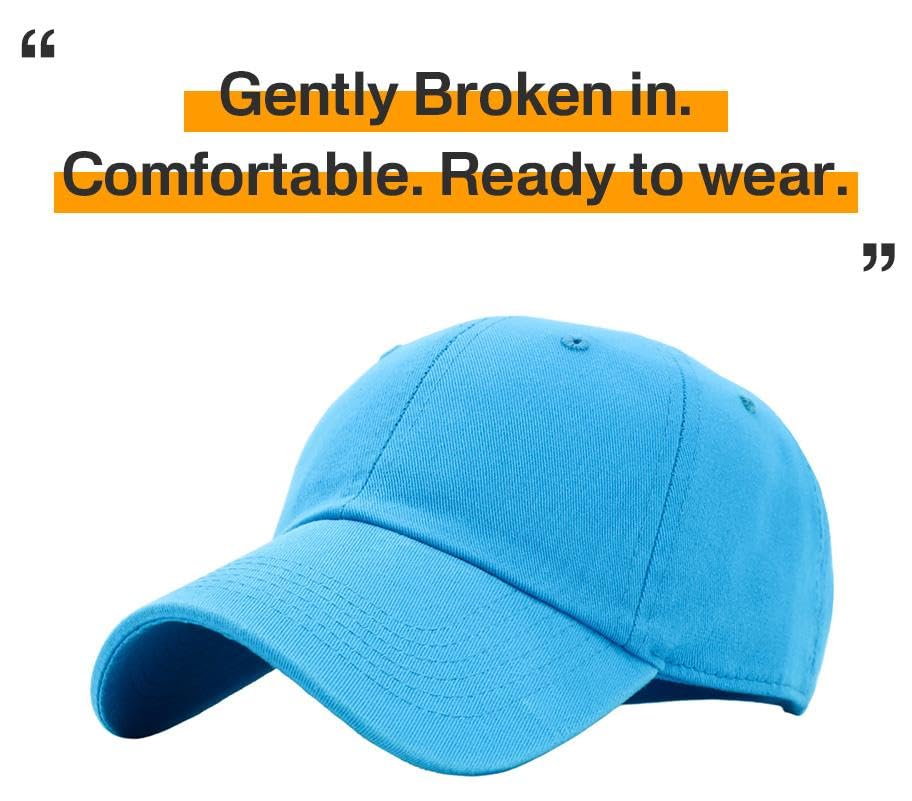 KBETHOS Classic Unisex Cotton Adjustable Low Crown Baseball Cap – Plain Dad Hat - color: Blue Aqua