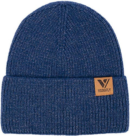 Vgogfly Beanie Men Slouchy Knit Skull Cap Warm Stocking Hats Guys Women Striped Winter Beanie Hat Cuffed Plain Hat - color: Navy