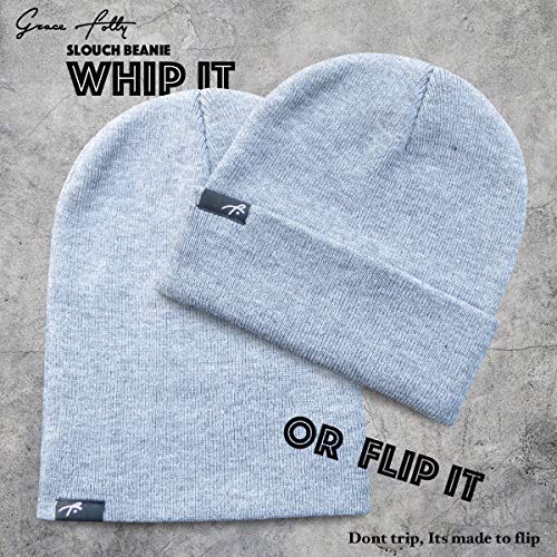 Grace Folly Slouchy Beanie for Men & Women, Cuffed Acrylic Knit Winter Hat - color: Dark Blue