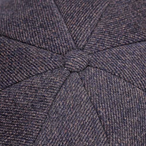 jerague Wool Newsboy Cap for Men Women - Classic Vintage Gatsby Lvy Cabbie Hat Flat Beret Cap Adjustable Size - color: Twill/Coffee Cyan, size: Large-X-Large