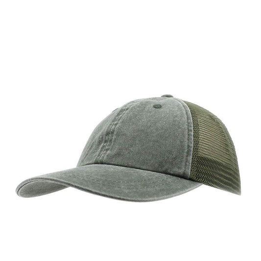 Vintage Washed Soft Mesh Cotton Adjustable Baseball Cap - color: Wine/Tan