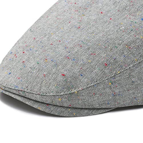 STARANCE Men Thin Cotton Gatsby Newsboy Cap - color: Flecked Grey, size: 7 1/4
