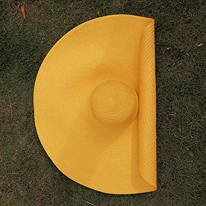 Oversized Beach Sun Hat for Women Foldable Large Wide Brim Hats Packable Roll up Floppy Cap Summer UV Protection Hat - color: Yellow